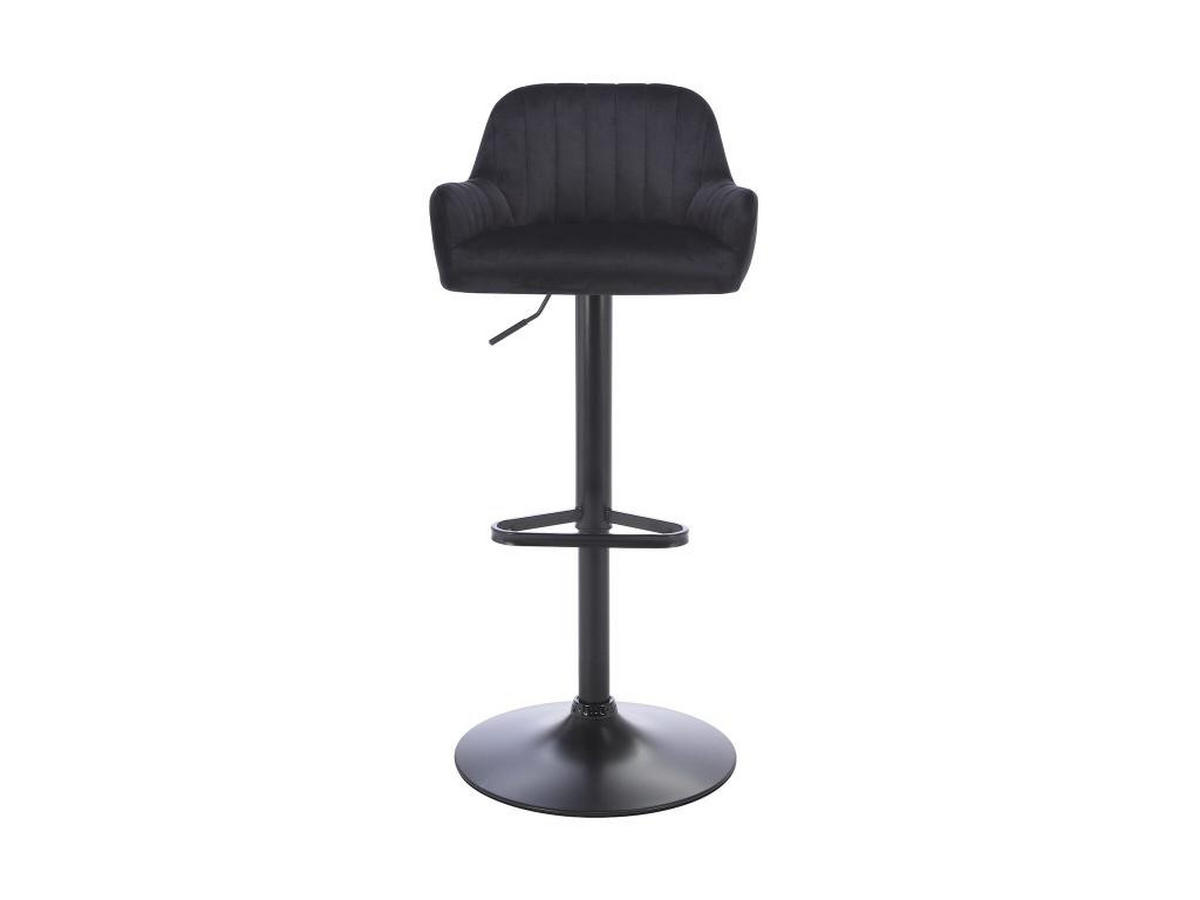 BARHOCKER - Samt & schwarzes Metall - Höhenverstellbar - Schwarz - ELEANA - Schwarz, Textil (49/106/47cm) - Vente-Unique