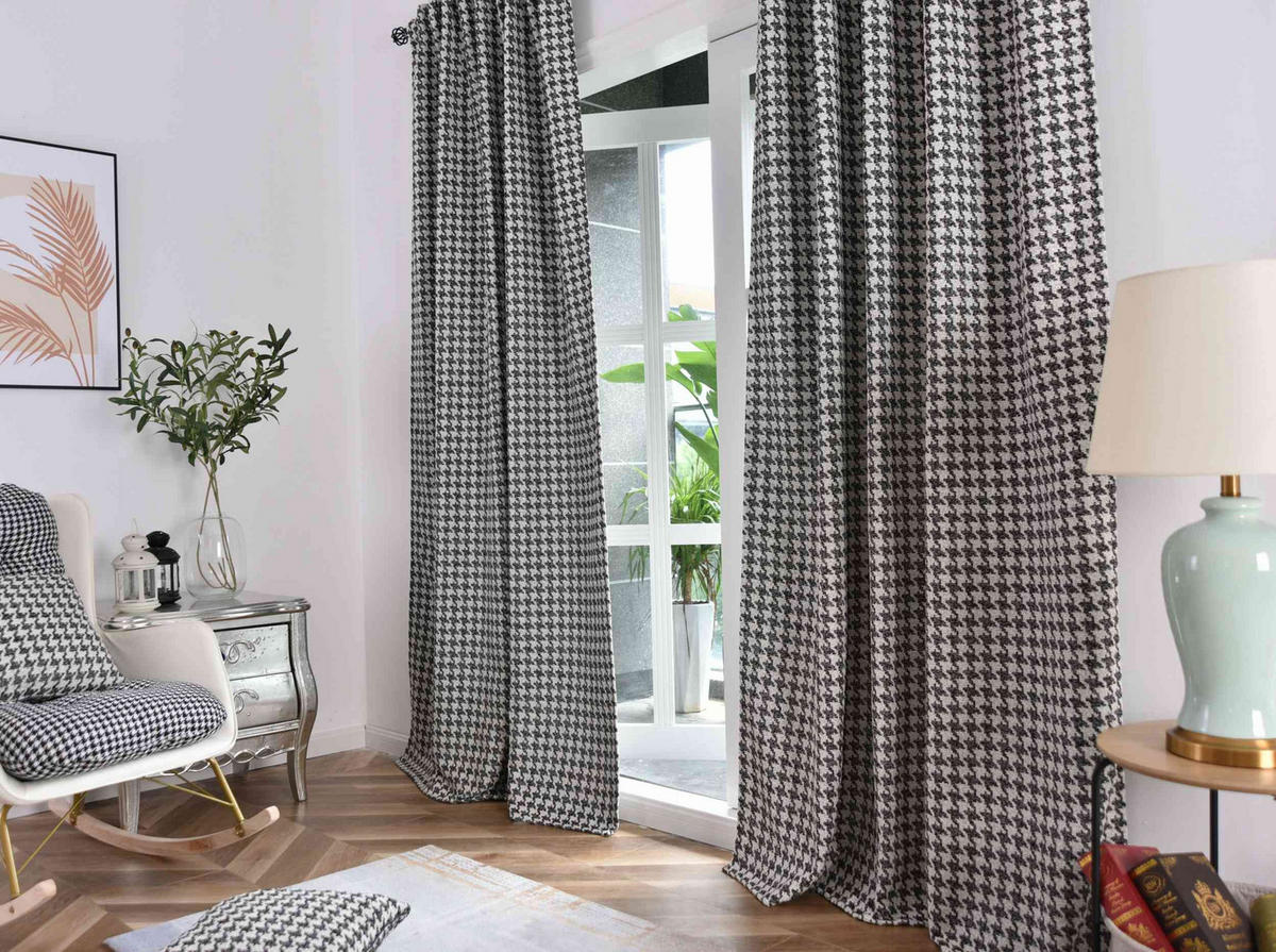 VORHANG PARIS HxB 245x140 cm Creme Schwarz - Creme, Textil (140/245cm) - Gardinenbox