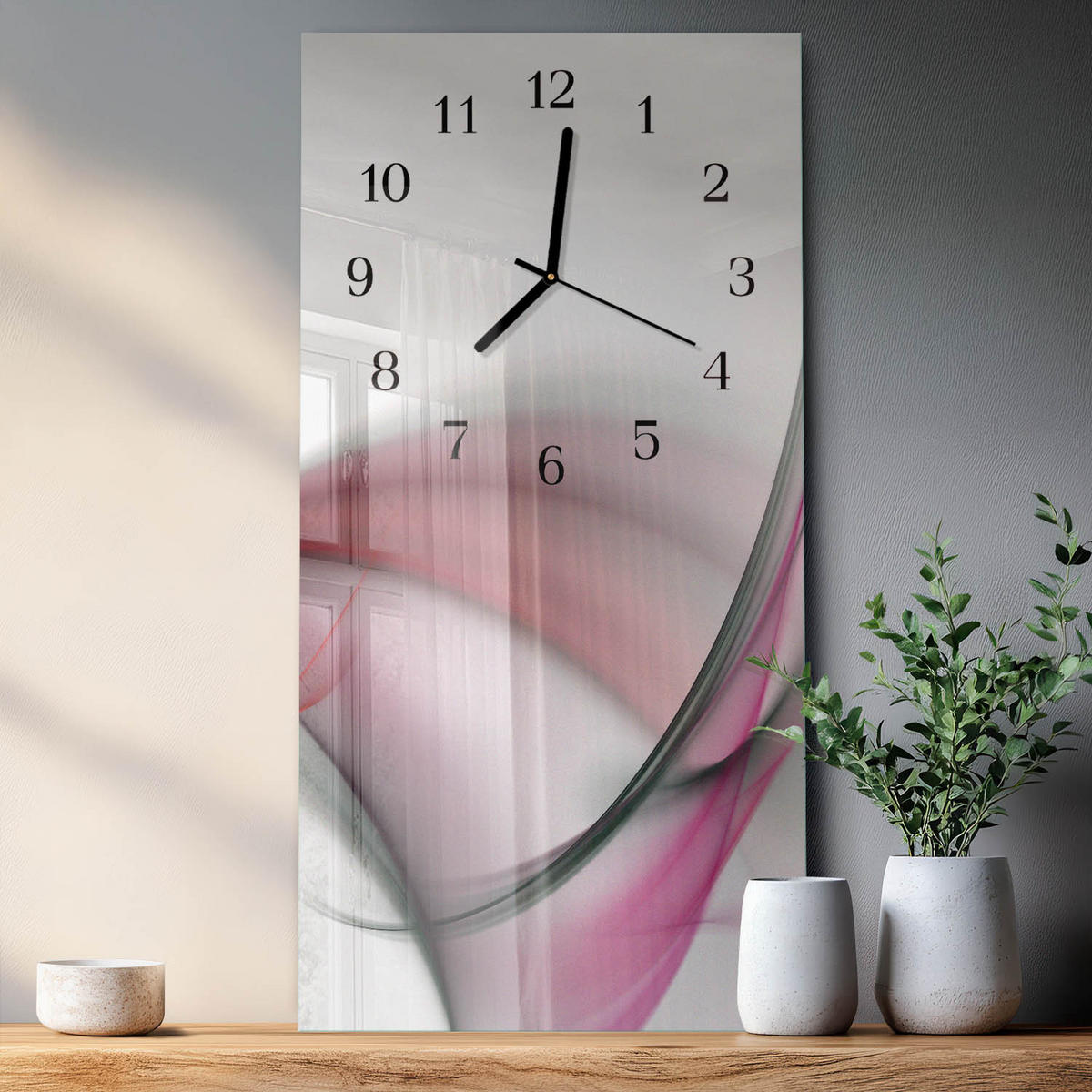 WANDUHR 30x60 cm - Schiff - Rot, Glas (30/60/0.4cm) - TULUP