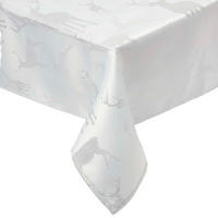 TISCHDECKE Weihnachten mit Hirsch-Motiv, silber, 130/230 cm - Silberfarben, Textil (132/228cm) - Homescapes