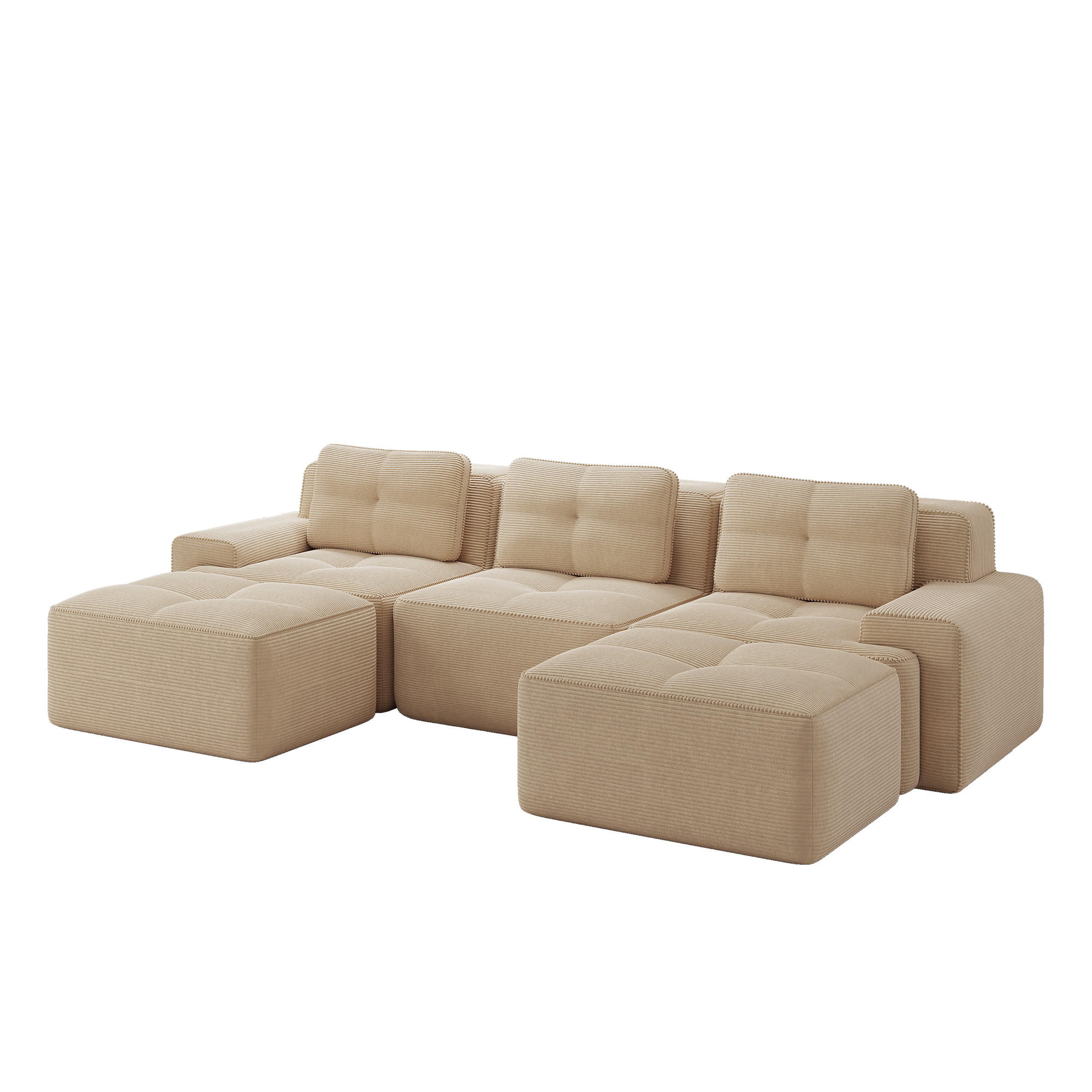WOHNLANDSCHAFT Cord Beige - Beige, Textil (293/69/177cm) - WISHDOR