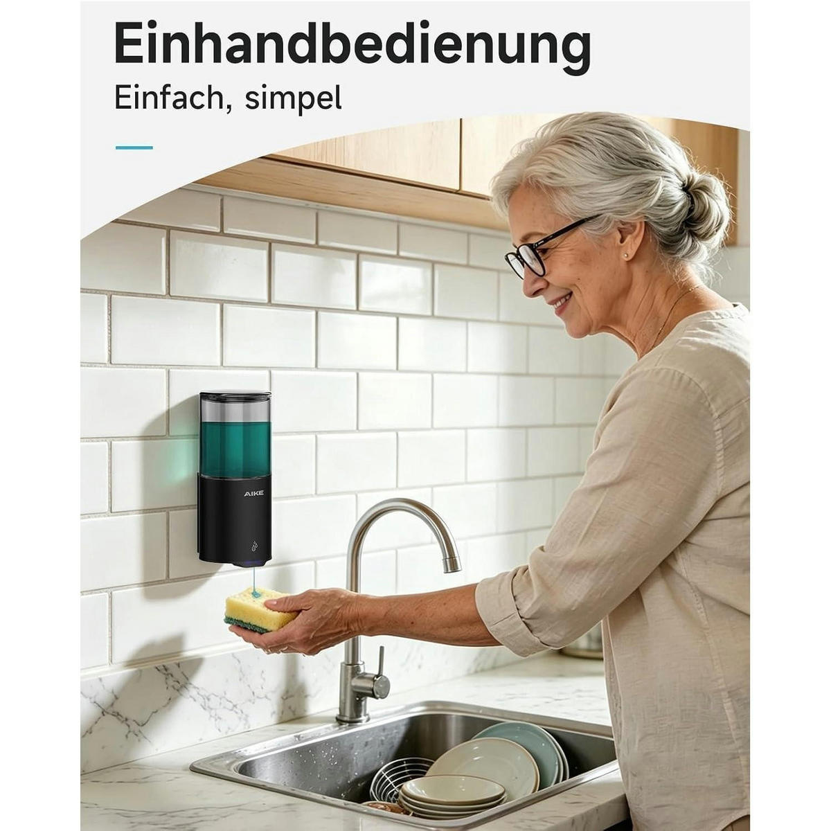 SEIFENSPENDER Wandmontage Edelstahl Schwarz Matt 400ml - Schwarz, Kunststoff (8/19/8.5cm)