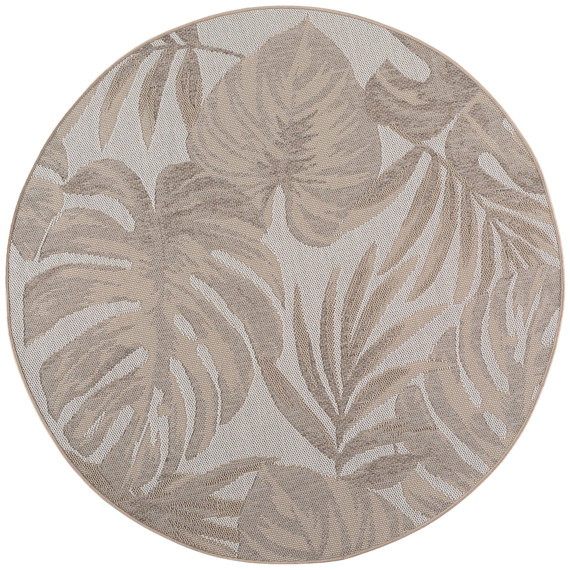 TEPPICH Outdoor VENTOUX in Beige, mit Tropen-Motiv, Ø 160 cm - Beige, Textil (160/160cm) - KADIMA DESIGN