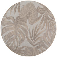 TEPPICH Outdoor VENTOUX in Beige, mit Tropen-Motiv, Ø 120 cm - Beige, Textil (120/120cm) - KADIMA DESIGN