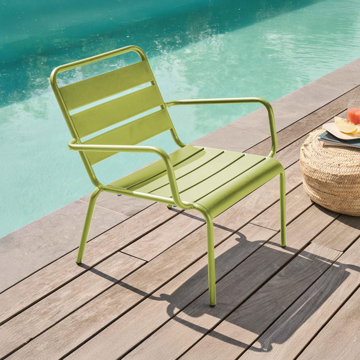RELAXSESSEL, Grün - Grün, Metall (65/76/70cm) - Oviala