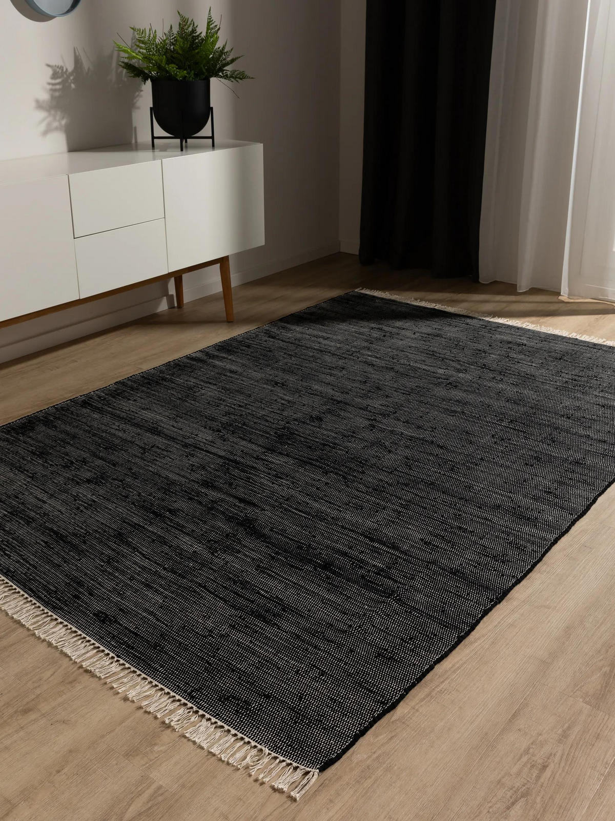 TEPPICH aus recyceltem Material Tom Schwarz 60x100 cm - Schwarz, Textil (60/100cm) - benuta Pop