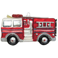 CHRISTBAUMSCHMUCK Feuerwehr Rot 13cm (Glas / 1 Stk.) - Rot, Glas (6/7/13cm) - Krebs Glas Lauscha