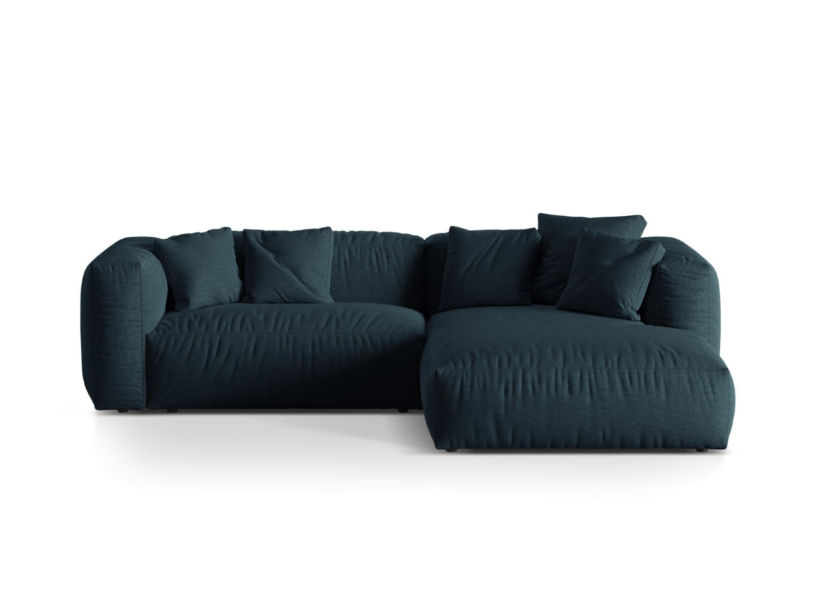 ECKSOFA modular rechts Martina aus strukturiertem Stoff jeansblau 2 Sitzplätze - Blau, Textil (176/283cm) - Micadoni