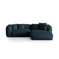 ECKSOFA modular rechts Martina aus strukturiertem Stoff jeansblau 2 Sitzplätze - Blau, Textil (176/283cm) - Micadoni