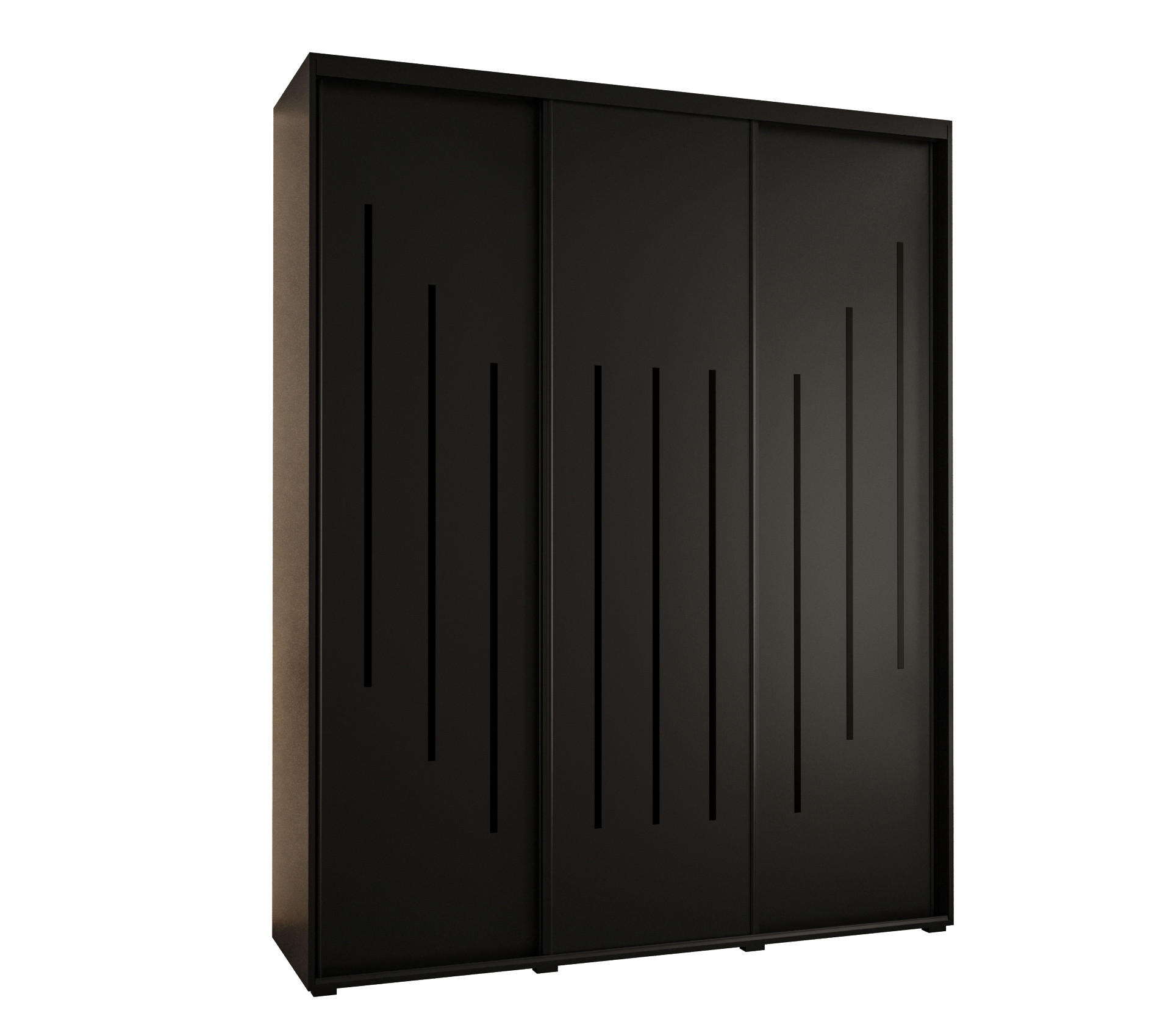 Abiks Möbel Schwebetürenschrank Schwarz, Schwarz, Schwarz 200x235x60 cm