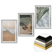 WANDBILDER 3er Set - 40x60 cm Silberner Rahmen - Strandhut und Sonnenbrille - Silberfarben, Kunststoff (40/60cm) - ArtPrintCave