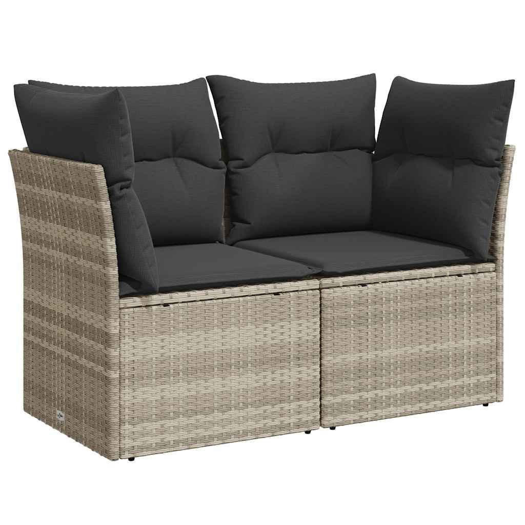 GARTENSOFA Mit Kissen 2-Sitzer Hellgrau Poly Rattan - Grau, Kunststoff (124/69/62cm) - vidaXL