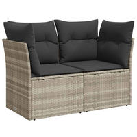 GARTENSOFA Mit Kissen 2-Sitzer Hellgrau Poly Rattan - Grau, Kunststoff (124/69/62cm) - vidaXL