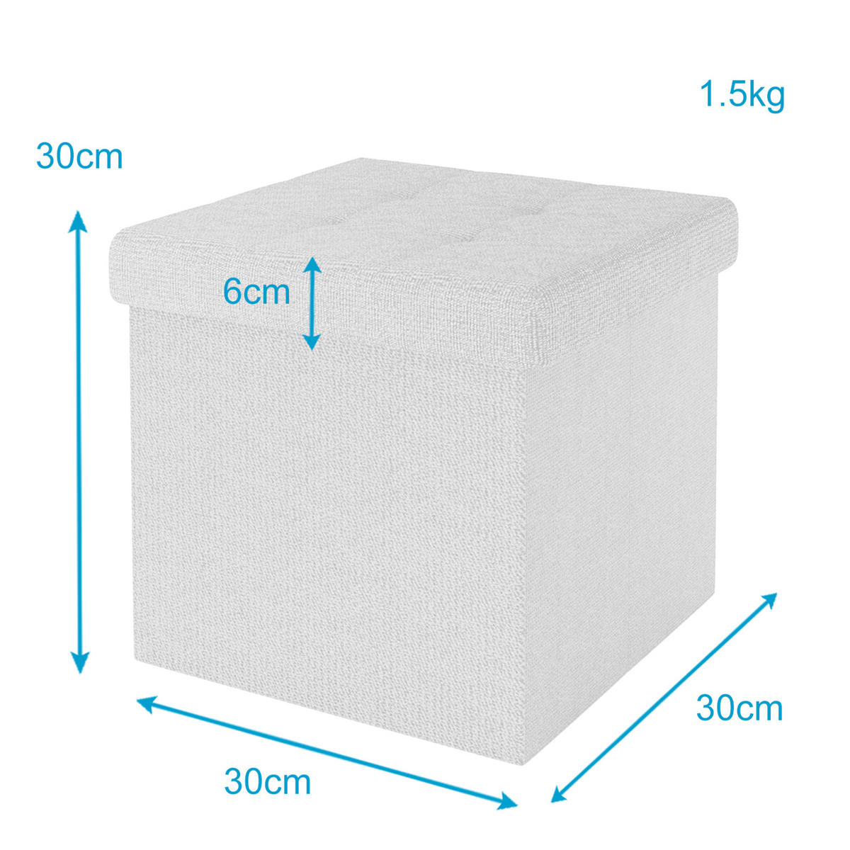 SITZWÜRFEL Faltbar 30/30/30 cm (Weiß) - Weiß, Textil (30/30/30cm) - Intirilife