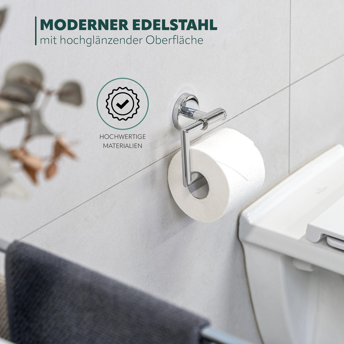 TOILETTENPAPIERHALTER LUCENTE, Edelstahl verchromt - Chromfarben, Metall (15.5/11/6cm) - bremermann
