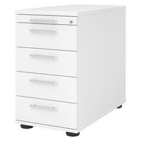 STANDCONTAINER - mit 4 Schubladen 80/42,8/72 cm in Weiß Relinggriff (Kunststoff) - Weiß, Holzwerkstoff (42.8/72/80cm) - bümö