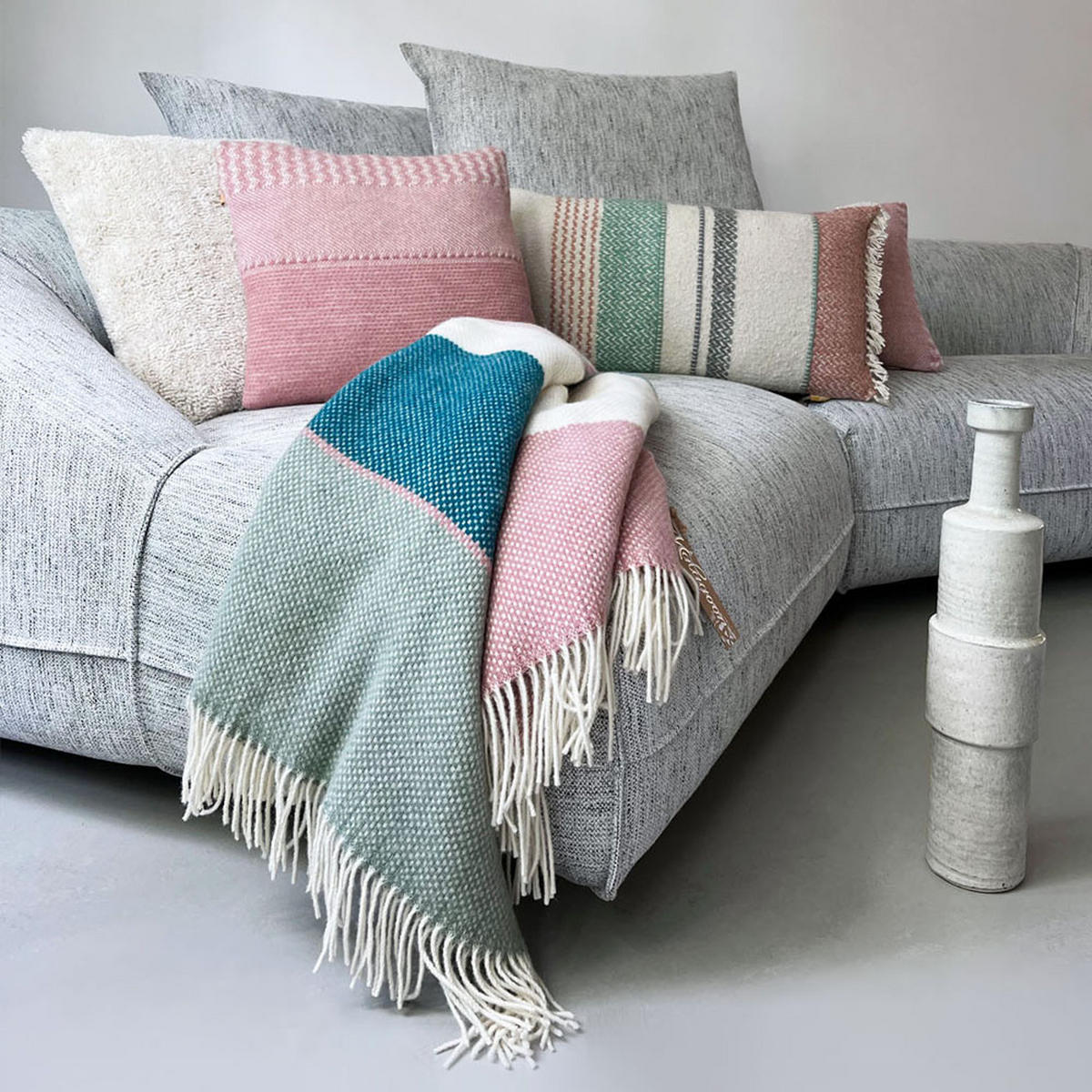 WOLLKISSEN Uptown rosa quadratisch 45x45 - Pink, Textil (45/45/12cm) - Malagoon