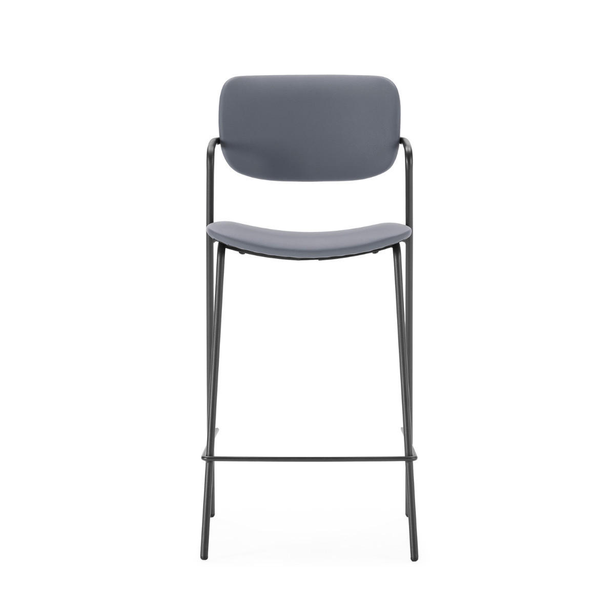 SADA 2 stoliček s černými kovovými nohami, výška 66 cm - MAIKA - tmavě šedá, plast (51/66/44cm) - Calicosy