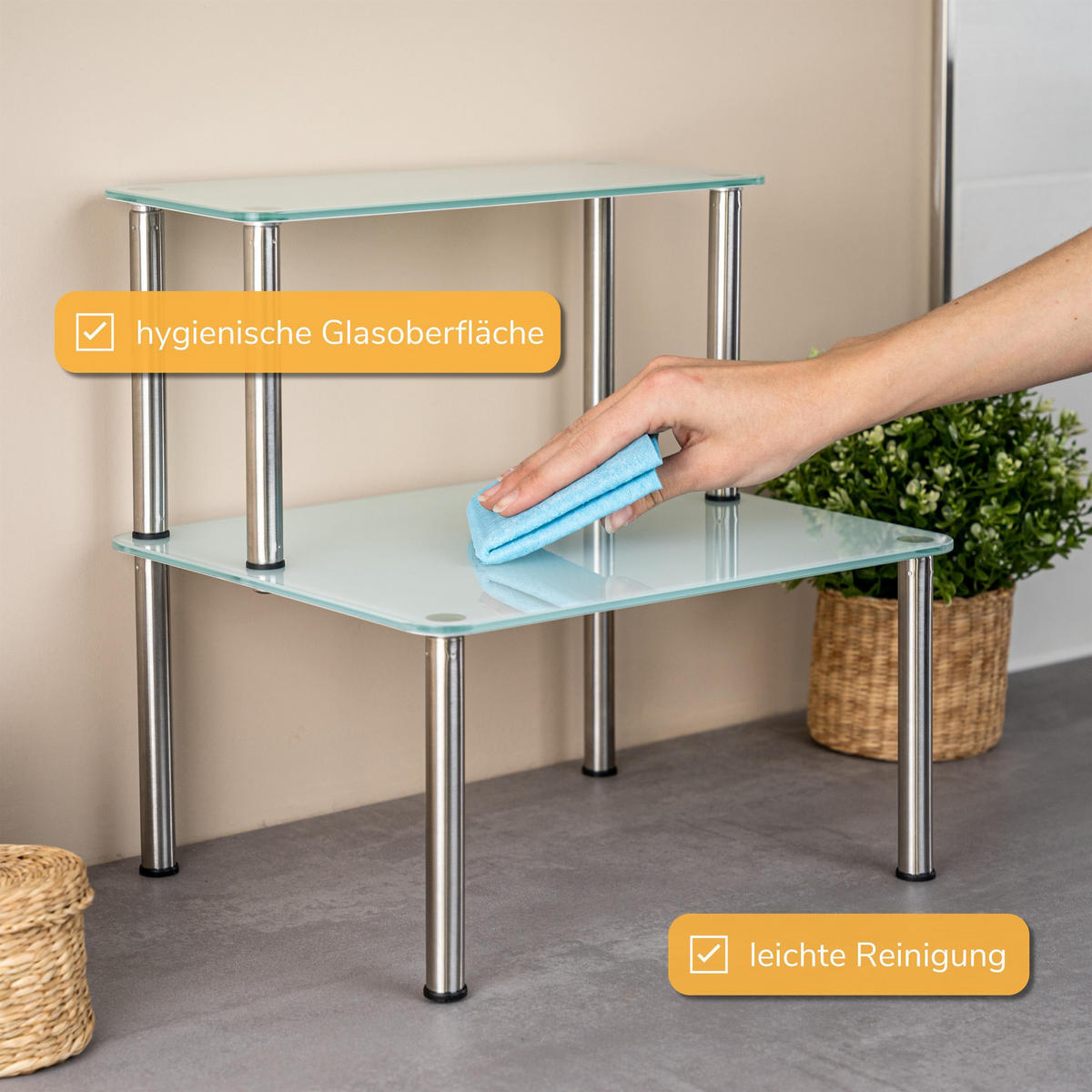 GLAS-KÜCHENREGAL weiß - Weiß, Glas (32/33/14cm) - bremermann