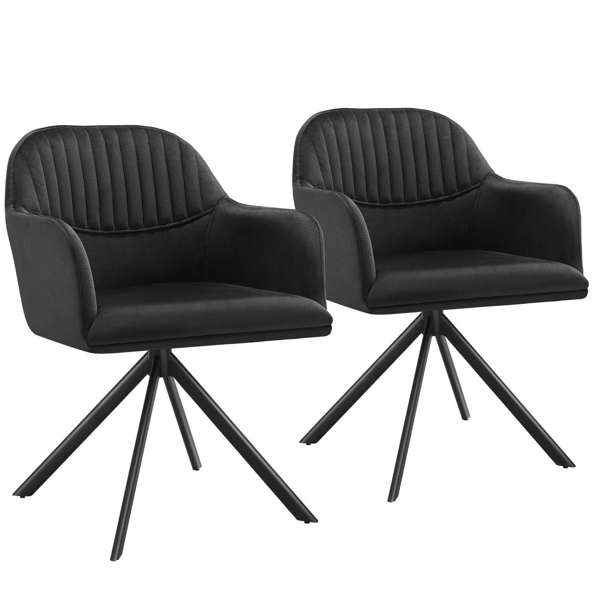 DREHSTUHL 2er Set Lona 56 x 59 x 81 cm schwarz/schwarz - Schwarz, Textil (56/81/59cm) - tectake