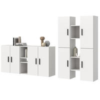 WOHNWAND weiß 259 x 184 cm, Wohnkombination hängend / stehend - Schwarz/Weiß, Holzwerkstoff/Kunststoff (259/151/34cm) - Inn.Furn