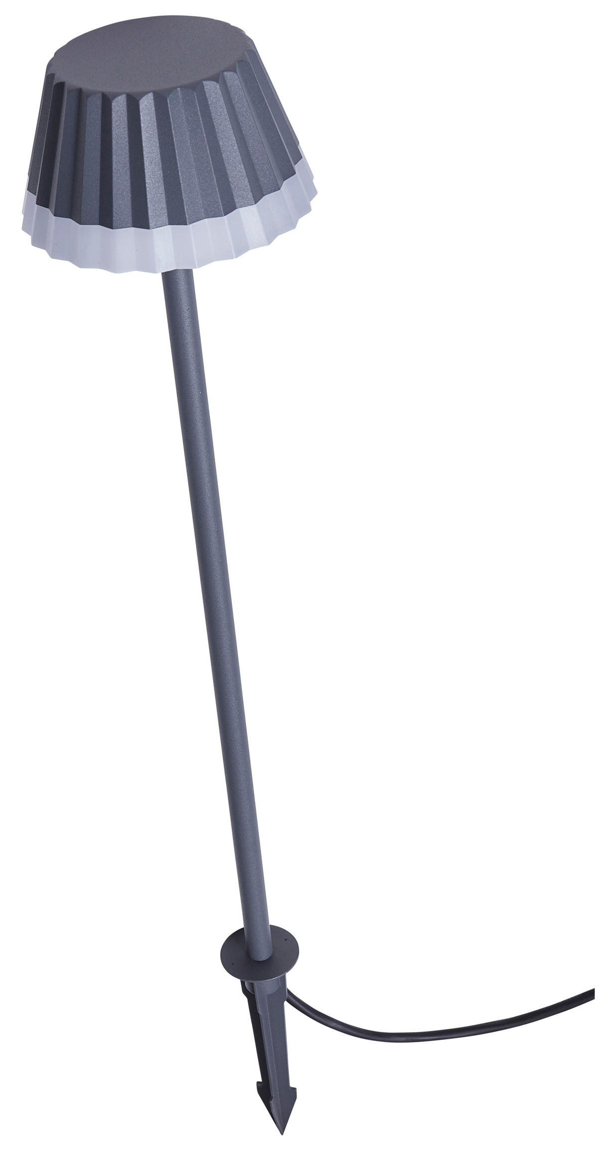 LED-AUSSENLAMPE aus Aluminium 62cm hoch mit Erdspieß und 2m Netzkabel für Garten - Grau, Metall (15/22/29cm) - Northpoint