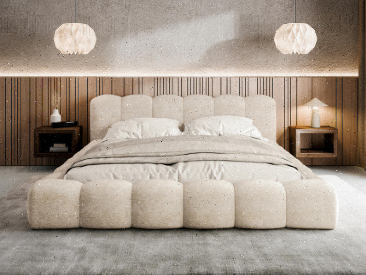 POLSTERBETT 200x200 ERMS Hellbeige - Ecru, Holzwerkstoff (200/200cm) - Compleo24