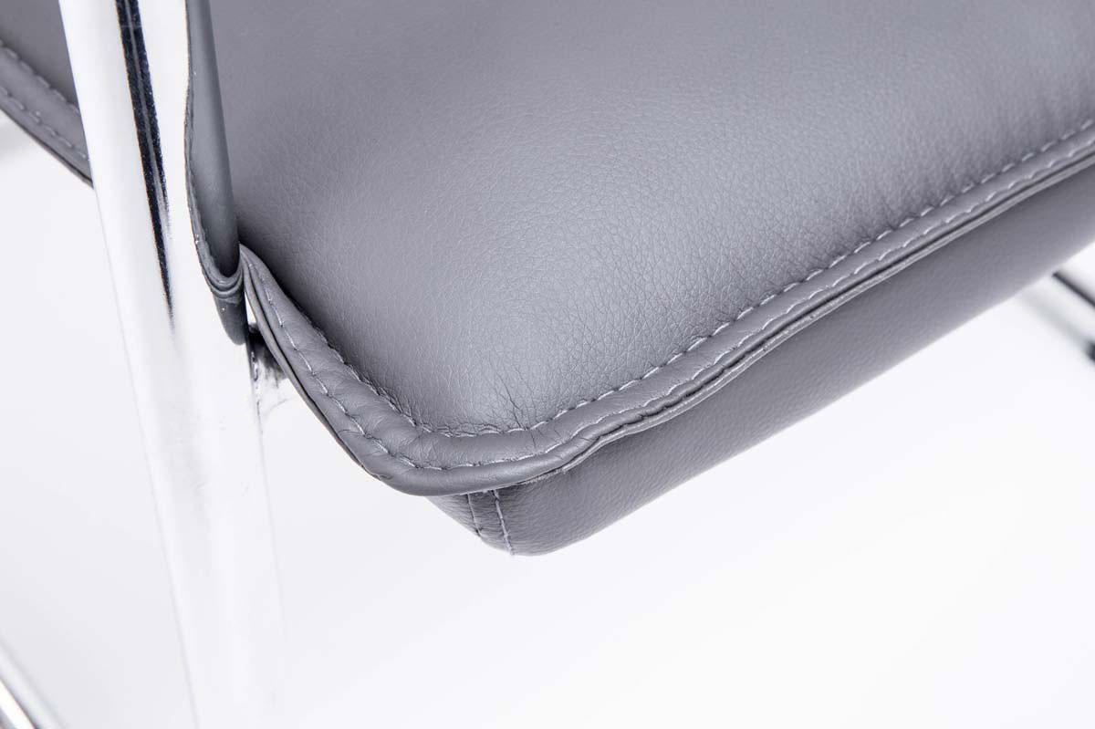 BESUCHERSTUHL 2er-Set SEATTLE 92x56x60 cm Grau Kunstleder - Grau, Leder/Metall (56/92/60cm) - DELUKE