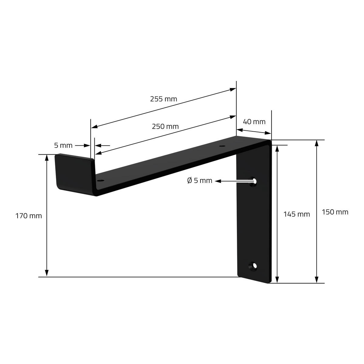 REGALHALTERUNG 2er Set - Schwarz, Metall (14.5/4/25cm) - ML-DESIGN