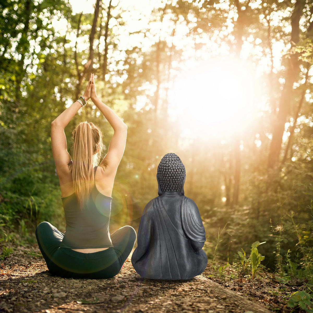 BUDDHA Figur - Anthrazit, Kunststoff (45/70/35cm) - Relaxdays