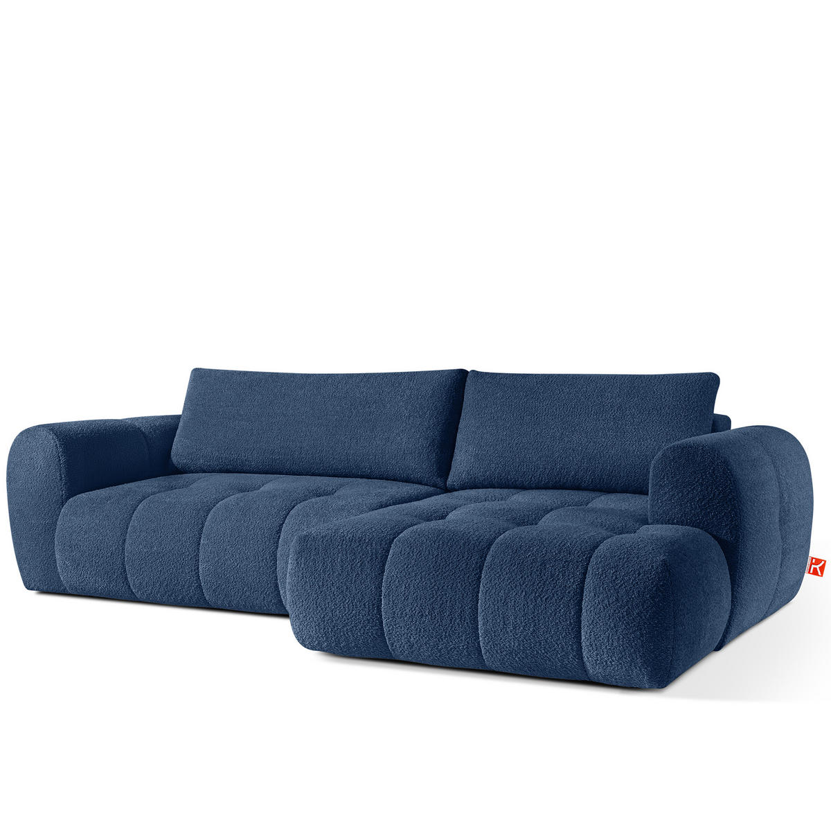 ECKSOFA RECHTS LIRA, Dunkelblau, Bouclé - Dunkelblau, Holz/Holzwerkstoff (295/112cm) - KONSIMO®