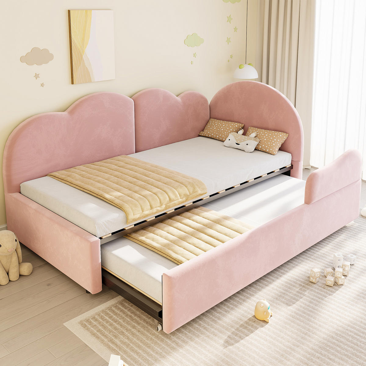 POLSTERBETT 90/200 + 90/190 cm Rosa - Pink, Textil