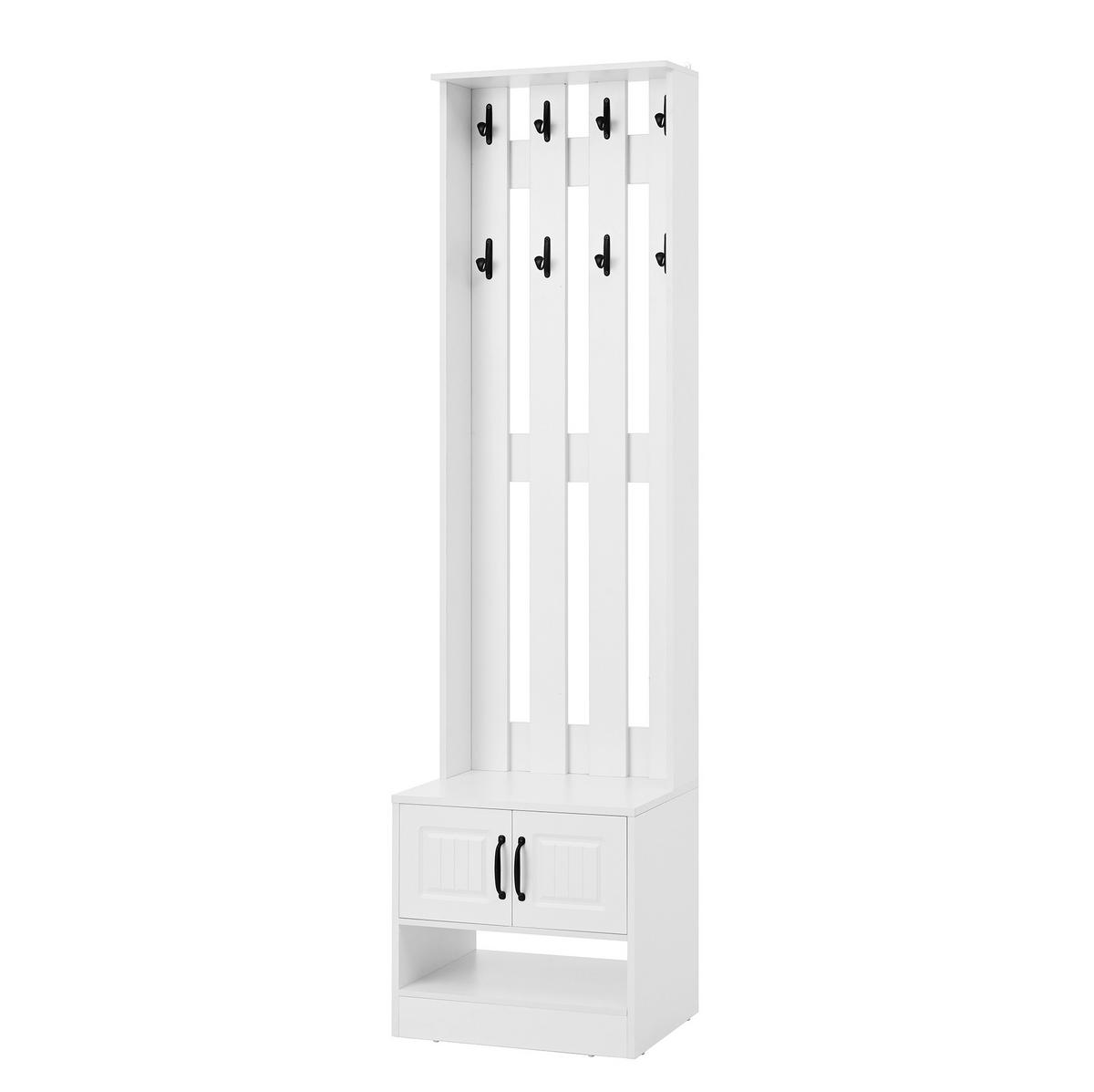SCHUHSCHRANK mit Sitzmöglichkeit 50 x 36 x 190 cm Spanplatte Weiß - Weiß, Holzwerkstoff (36/190/50cm) - Beauniv