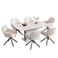 ESSGRUPPE DE-38938 ausziehbarer Tisch mit 6 Stühlen Weiß - Weiß, Holzwerkstoff (130/75/70cm) - ComfortXL