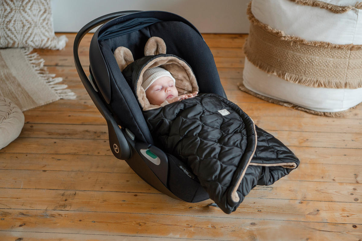 BABYSCHALENWRAP Recy Small, black/light brown - Schwarz/Braun, Textil (32/7/77cm) - Kaiserbaby