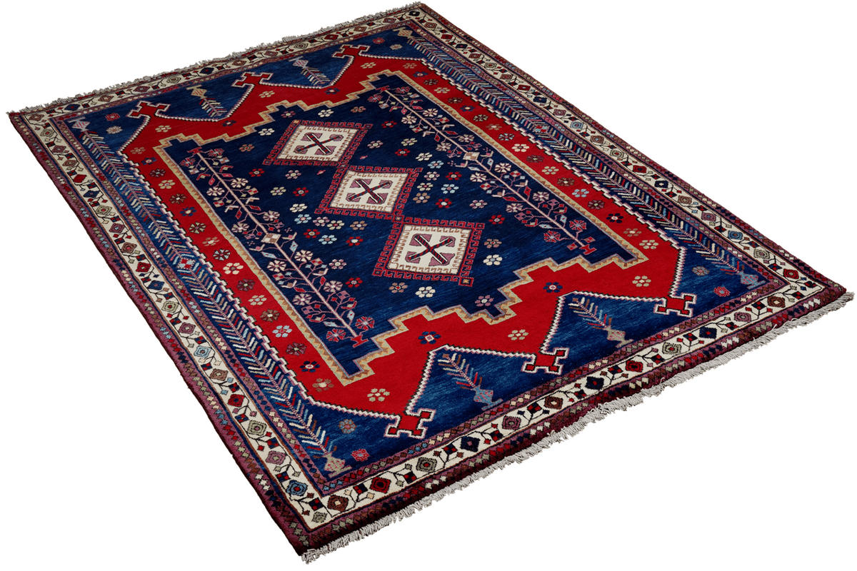 ORIENTTEPPICH handgeknüpft Afshar Blau 210/165 cm Schurwolle - Blau, Textil (165/210cm) - Looma