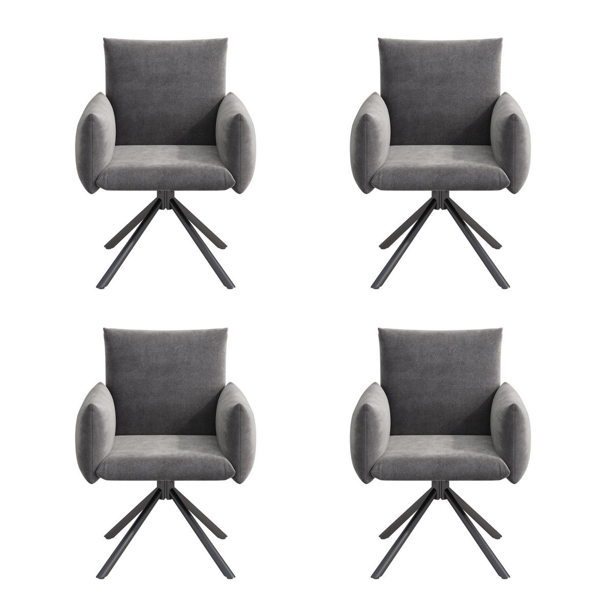 ESSZIMMERSTUHL 4er-Set 360° drehbar Samt Grau - Grau, Metall (60/88/60.1cm) - Meubliv