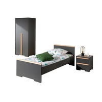 KINDERZIMMER komplett Set 3-tlg. Kariotta 2 Anthrazit Griffe Massivholz - Anthrazit, Holzwerkstoff (352/1/193cm) - 58aufmkessel