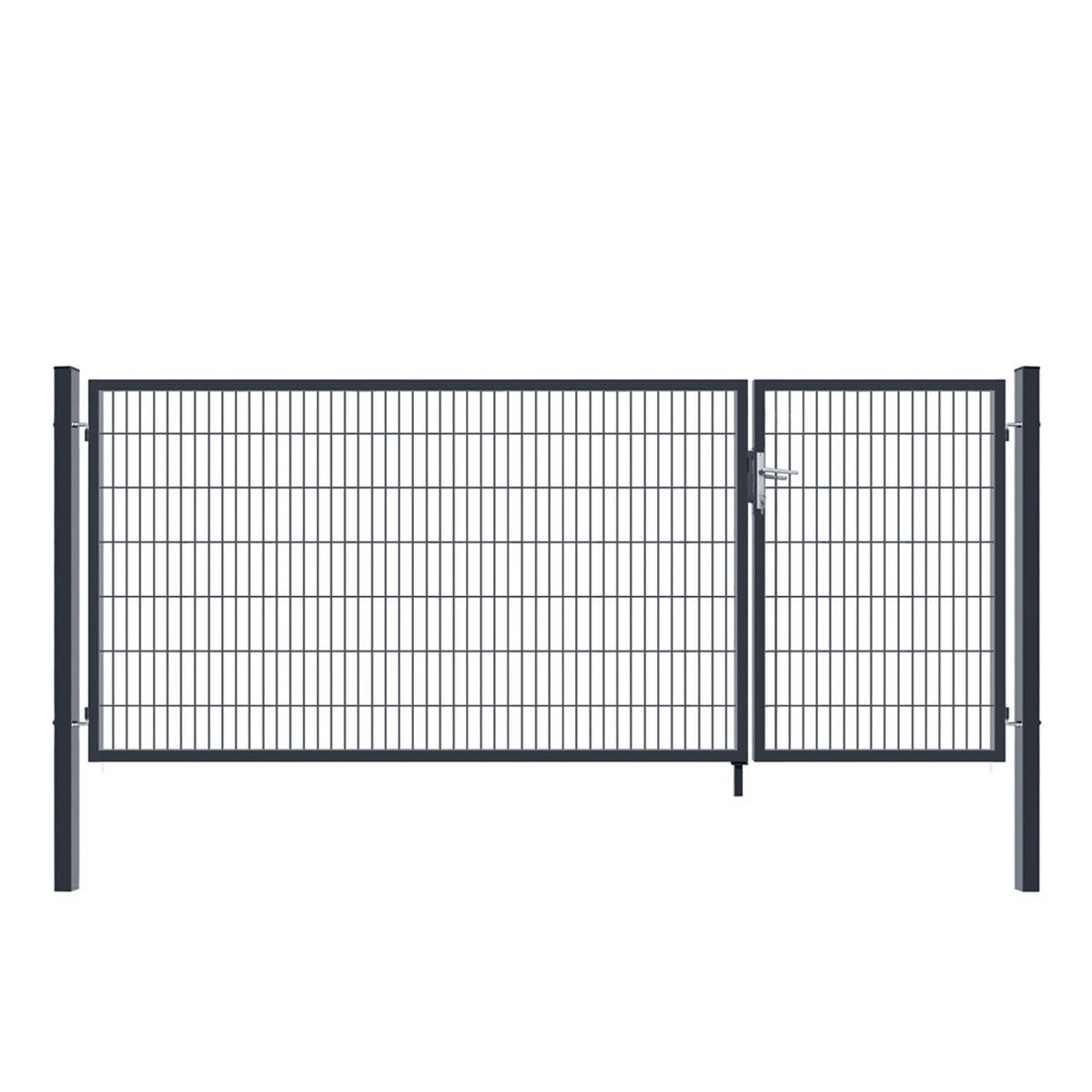 DOPPELFLÜGEL Gartentor ADITUS - 200 x 350 cm Anthrazit - Anthrazit, Metall (350/200/6cm) - Home Deluxe