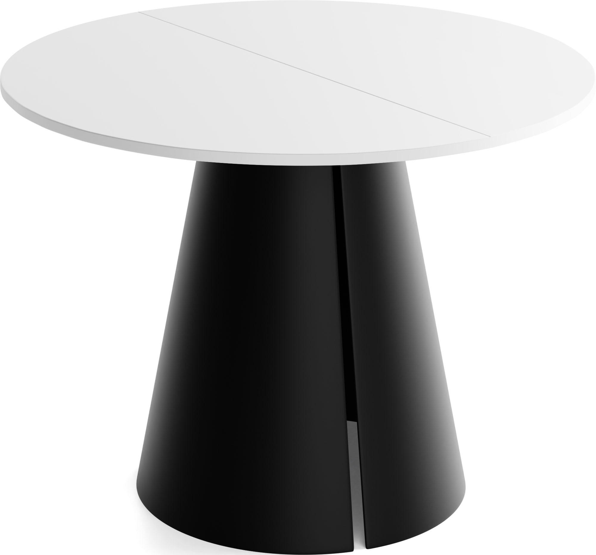 ESSTISCH Lamio runder ausziehbarer, Weiß 120-200/120/76 cm - Schwarz/Weiß, Holzwerkstoff/Metall (120/120/76cm) - WFL GROUP