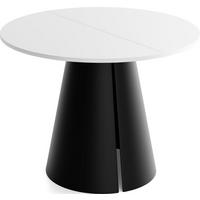 ESSTISCH Lamio runder ausziehbarer, Weiß 120-200/120/76 cm - Schwarz/Weiß, Holzwerkstoff/Metall (120/120/76cm) - WFL GROUP