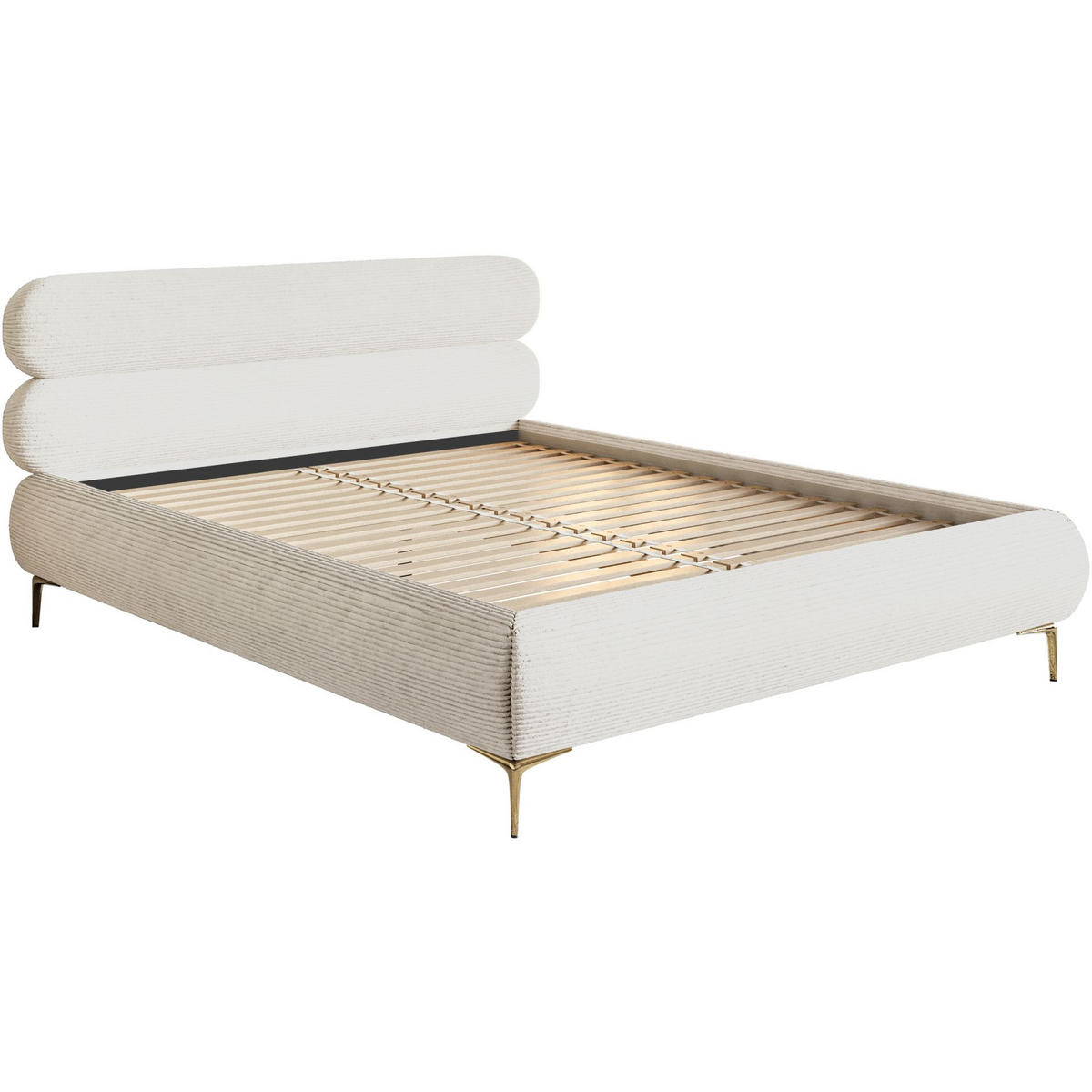 POLSTERBETT Roule Cord Creme 140x200 cm - Goldfarben/Creme, Textil/Metall (140/200cm) - Selsey