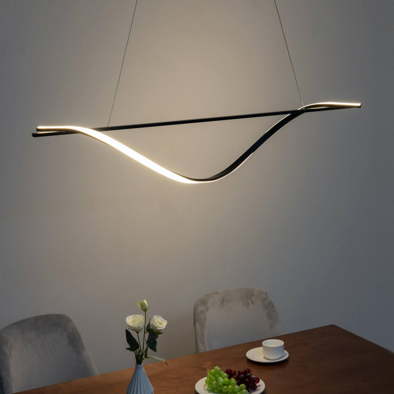 HÄNGELEUCHTE Hilda, Schwarz, 120cm - Schwarz, Metall (120/21/120cm) - KOSILUM