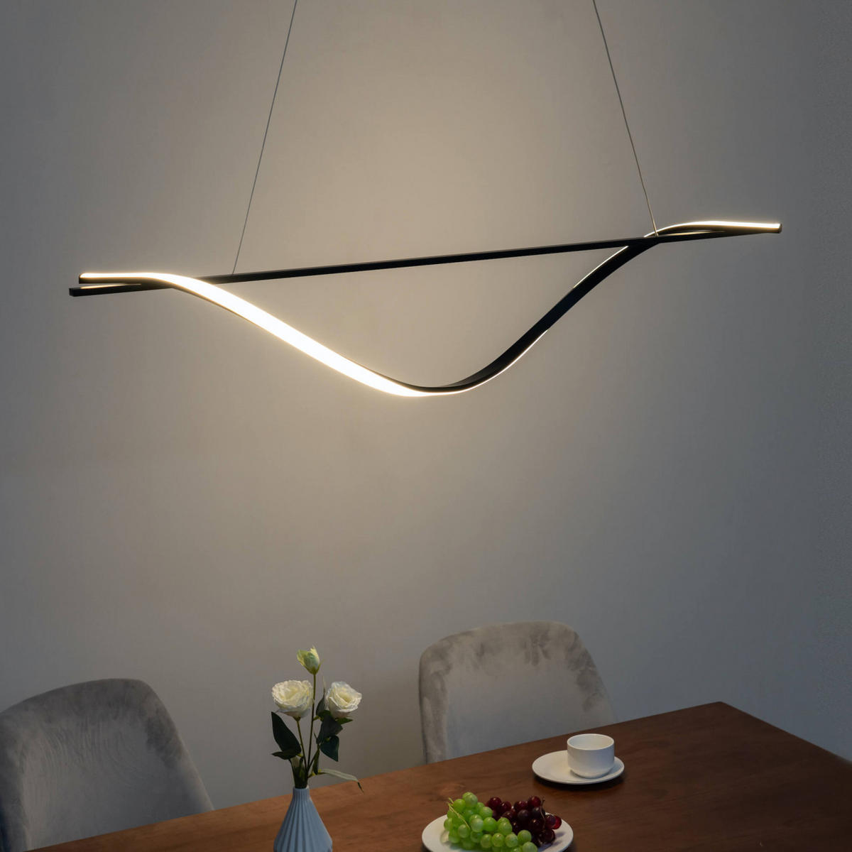 HÄNGELEUCHTE Hilda, Schwarz, 120cm - Schwarz, Metall (120/21/120cm) - KOSILUM