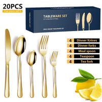 BESTECKSET 20-teilig Edelstahl - Goldfarben, Metall - Authentics