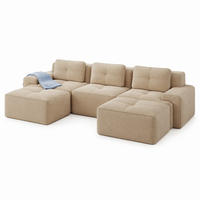 MODULARES Sofa aus Cord in Beige 293x177x69 cm mit 74 cm Sitztiefe und flexibler Anordnung - Beige, Textil (177/69/293cm) - IVMEU