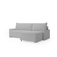 ECKSCHLAFSOFA - Rocky - Rechts, Hellgrau (Poso 55) - Hellgrau/Schwarz, Holzwerkstoff/Metall (245/174cm) - Möblo