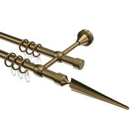 GARDINENSTANGE Primus Lorenzo 100 cm, 2-läufig, 16 mm Ø Messing Antik - Messingfarben/Bronzefarben, Metall (100cm) - INTERDECO