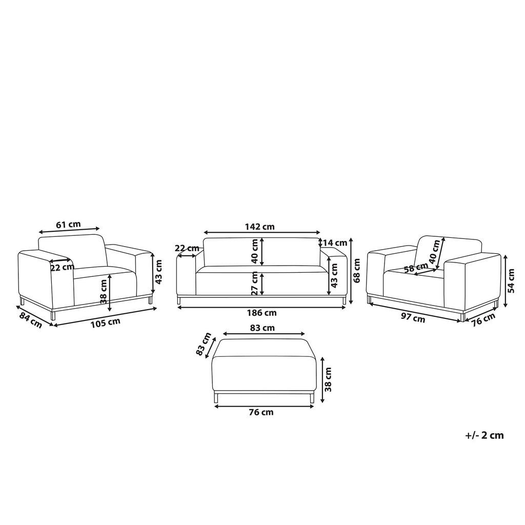 Thumbnail - Beliani Lounge, Beige, Weiß, Textil, 5-Sitzer, Loungemöbel, Loungemöbel-Sets