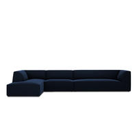 ECKSOFA links Ruby aus Samt königsblau 5 Sitzplätze - Blau, Textil (180/366cm) - Micadoni
